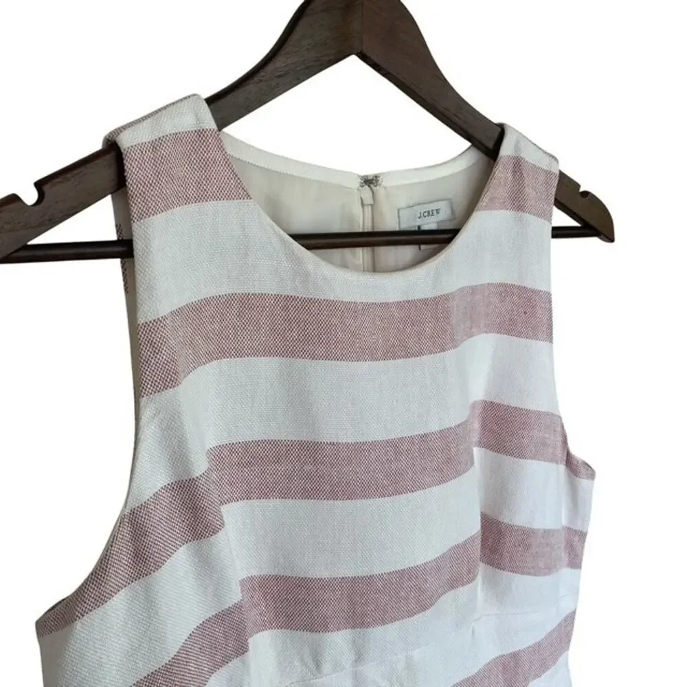 J Crew Dress 2 Stripe Basket-Weave Dress A6314 Red Ivory Size 10
